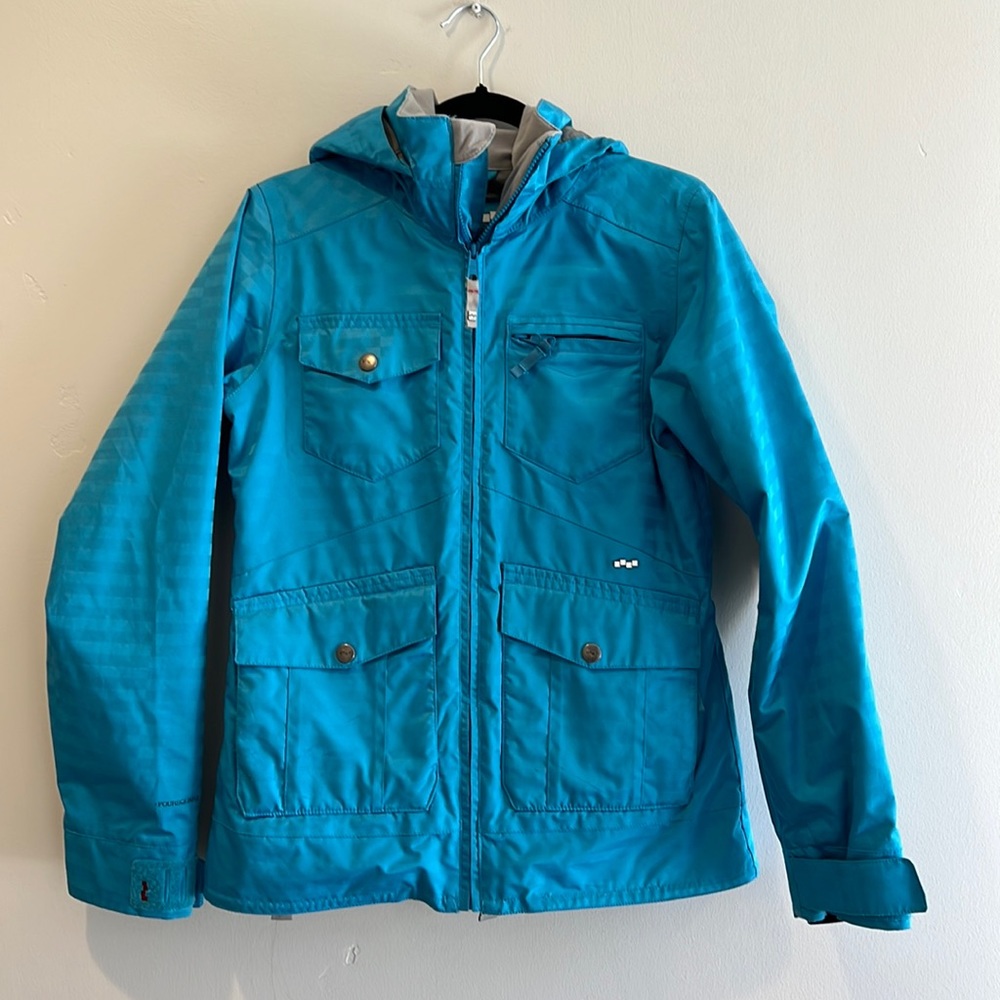 Foursquare women’s snowboarding jacket, cobalt, blue size small